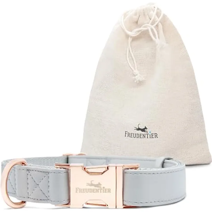 FREUDENTIER Hundehalsband aus veganem Leder, verstellbar und robust, für mittelgroße & große Hunde, inklusive Geschenkbeutel