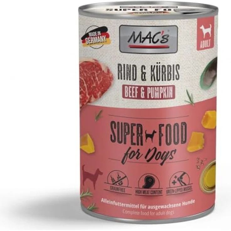 MAC's Dog Rind und Kürbis, Hunde-Nassfutter mit hohem Proteingehalt, 6x400g – Bild 2