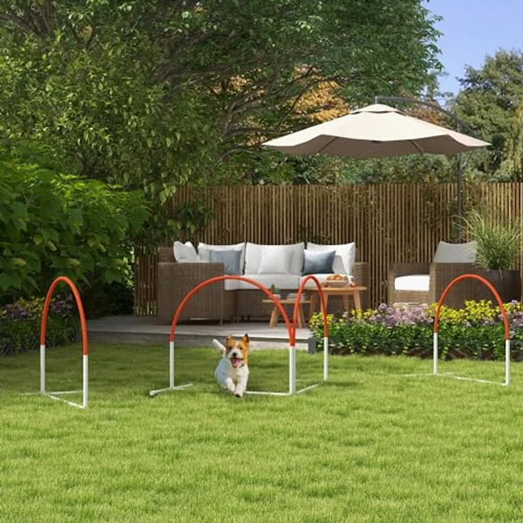 PawHut Agility Set Hunde, 4-teiliges Trainingszubehör mit Steckhürden und Slalomstangen, tragbare Oxford-Tasche, stabil und langlebig – Bild 2