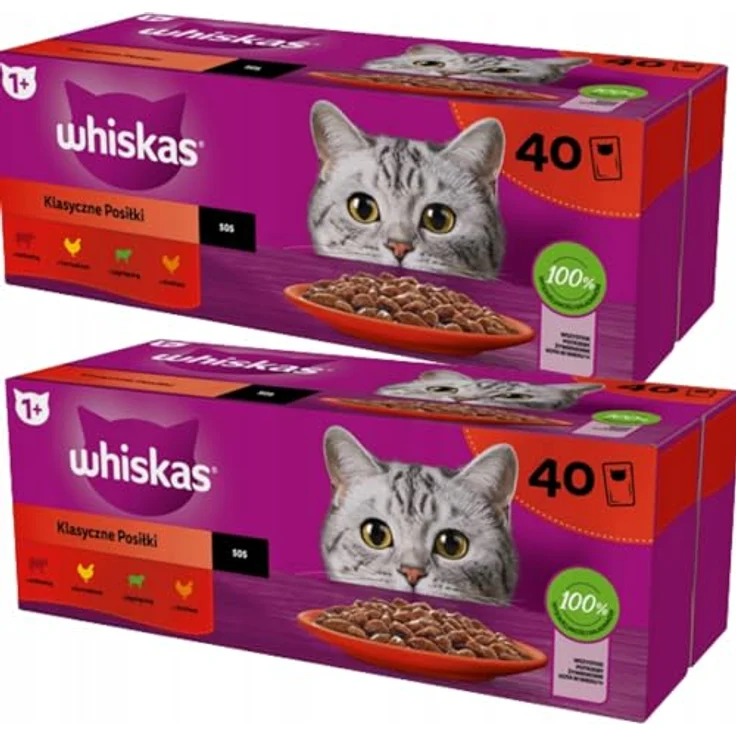 Whiskas Mega Pack 1+ Klassische Auswahl in Sauce, 40 x 85g, ausgewogenes Katzenfutter für glückliche Katzen – Bild 1