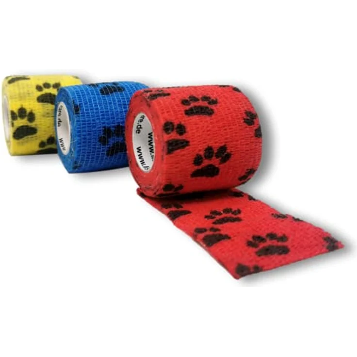 LisaCare Verband selbstklebend, Pflaster für Hunde, 3er-Set mit Pfoten Motiv, 5cm x 4,5m, atmungsaktives, rutschfestes und wasserfestes Verbandsmaterial – Bild 2