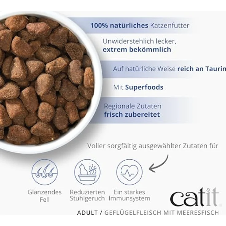 Catit Recipes Premium Trockenfutter für Katzen, mit Geflügelfleisch und Meeresfisch, 400g, Alleinfuttermittel, hilft Stuhlgeruch zu reduzieren, ohne Getreide – Bild 4