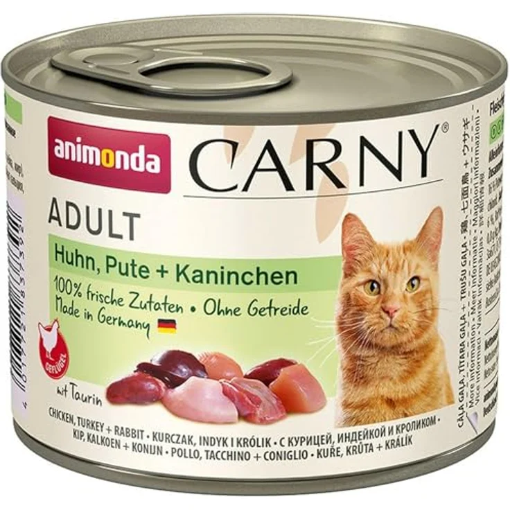 animonda Carny Adult Huhn, Pute und Kaninchen, Katzen-Nassfutter mit lebenswichtigen Mineralstoffen und Vitaminen, 6x200g – Bild 2