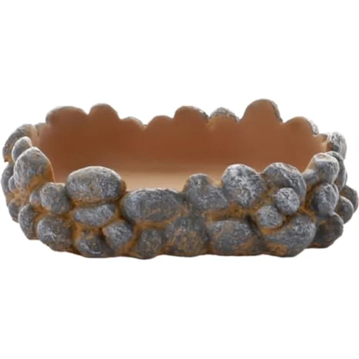 Hobby Trinkschale Pebbles M - Wasserschale aus hochwertigem Polyresin, grau, flache Form für einfache Wasseraufnahme, Maße 21 x 16 x 3,5 cm – Bild 3