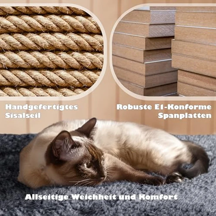 Yaheetech Kratzbaum Stabiler Katzenbaum Katzenkratzbaum Katzenmöbel, Kletterbaum für Katzen Höhe 137 cm, Dunkelgrau – Bild 7