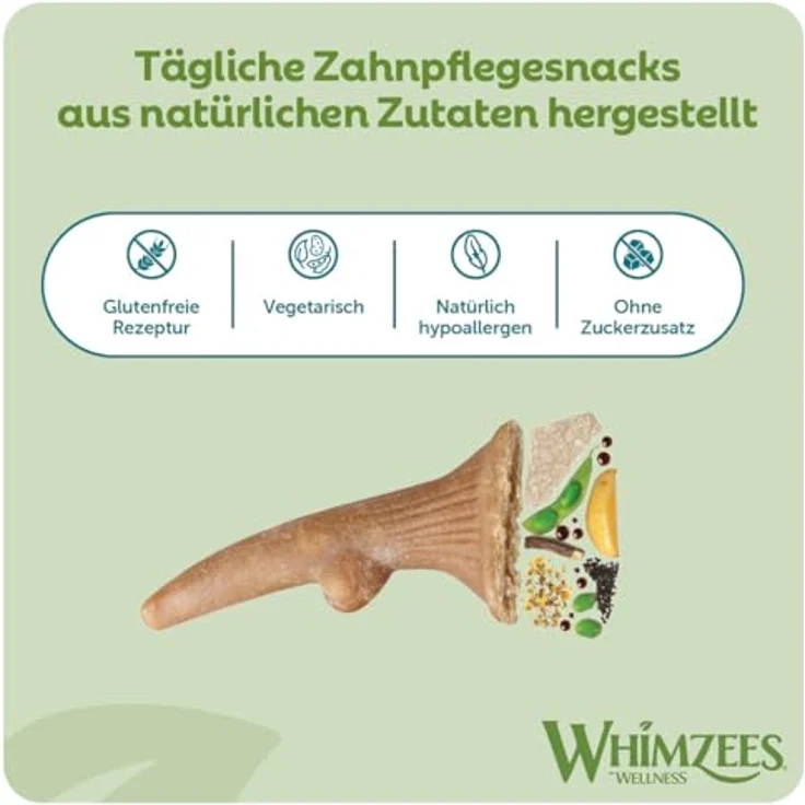 WHIMZEES Antler Dental Treats, 360 g, vegetarischer Kausnack für Hunde, glutenfrei und zuckerfrei – Bild 4