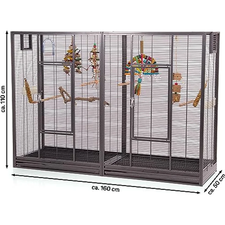 Montana Cages New Melbourne II, große Vogelvoliere für Sittiche und kleine Papageien, Antik Edition, ca. 160 x 50 x 110 cm, rost- und alterungsbeständig, AVILON Pulverbeschichtung – Bild 2
