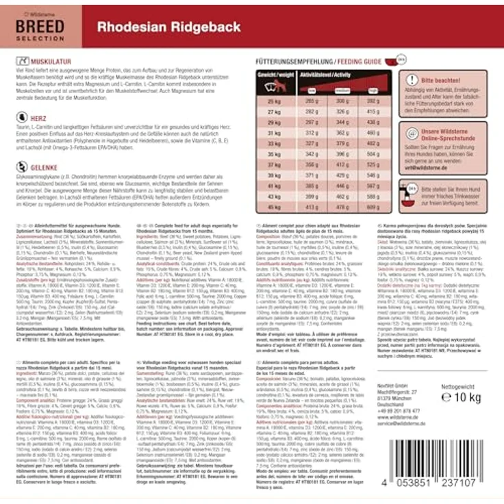 Wildsterne Breed Selection Rhodesian Ridgeback, 10 kg | Getreidefreies Trockenfutter mit Monoprotein aus Rind | Von Tierärzten entwickelt, für Muskulatur und Gelenkgesundheit – Bild 3