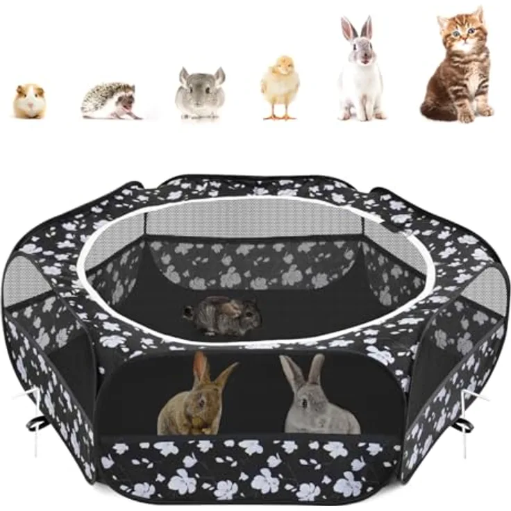 Pawaboo Kleintiere Freigehege, Wasserdicht Faltbar mit Netz, Reißverschluss und Nylonboden, Magnolie, 133 cm x 38 cm, für Kaninchen, Hühner, Kätzchen, Welpen und Hamster