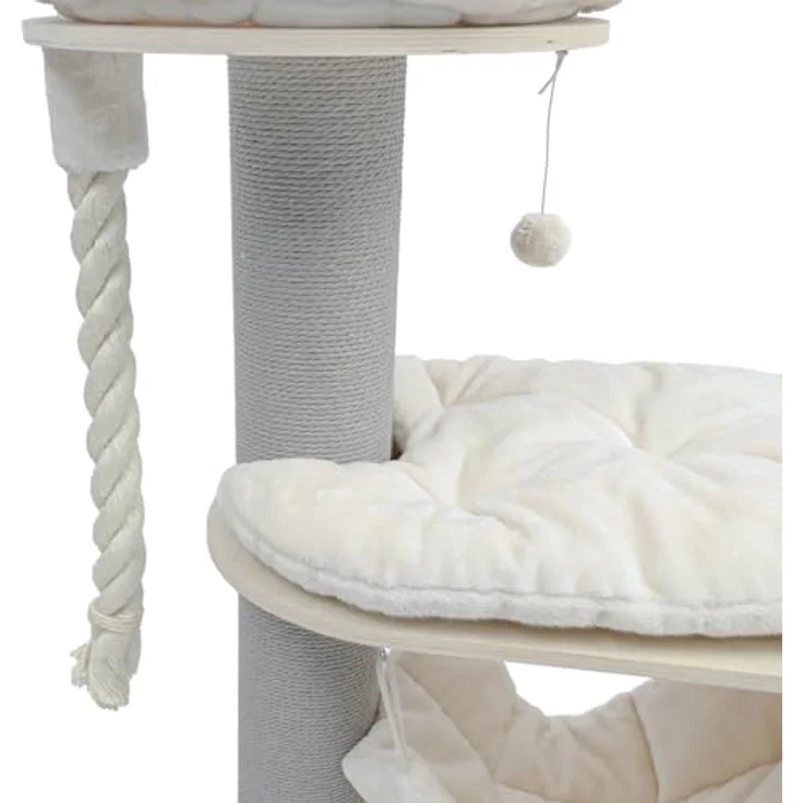 CanadianCat Company Kratzbaum Vale, beige, mit gepolsterten Liegeflächen, Hängematte und stabilen Kratzsäulen, 78 x 45 x 114 cm – Bild 7