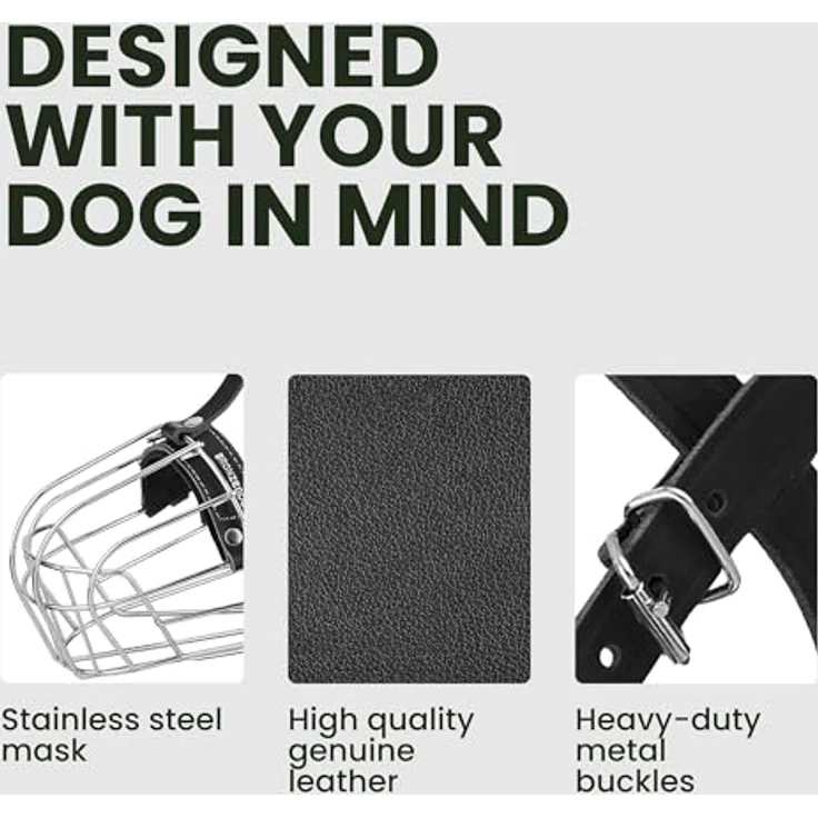 BRONZEDOG Hundemaulkorb Verstellbar, Robuster PVC/Metalldrahtkorb für Große und Sehr Große Hunde, Atmungsaktiv und Trinkfähig, Mit Lederbändern, Ergonomisches Design, Ideal für Husky und Doberman – Bild 3