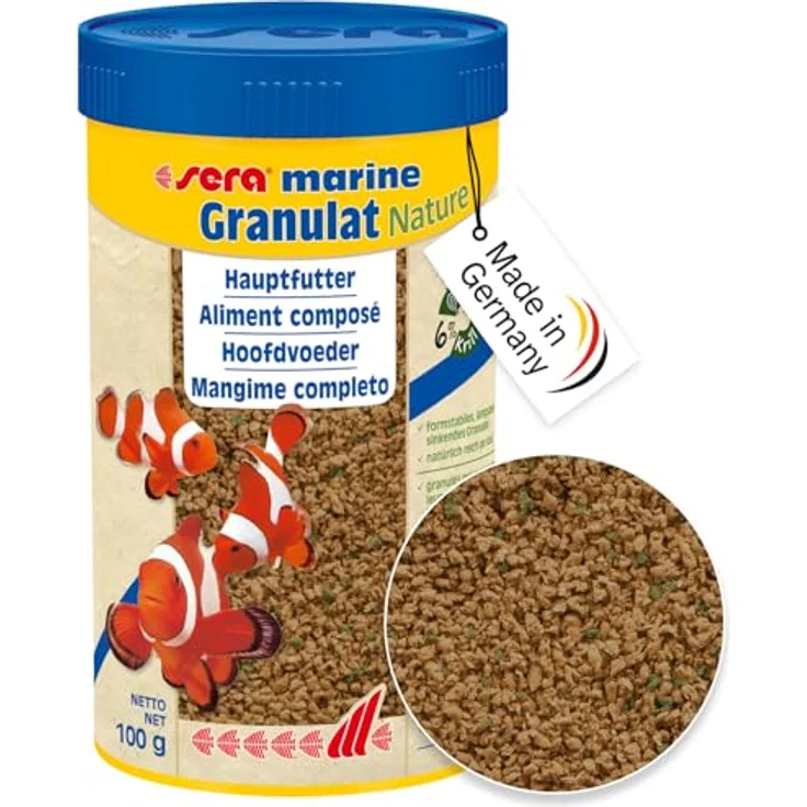 sera marine Granulat Nature 250 ml, Hauptfutter für Meerwasserfische mit hoher Verwertbarkeit und natürlichen Inhaltsstoffen – Bild 1