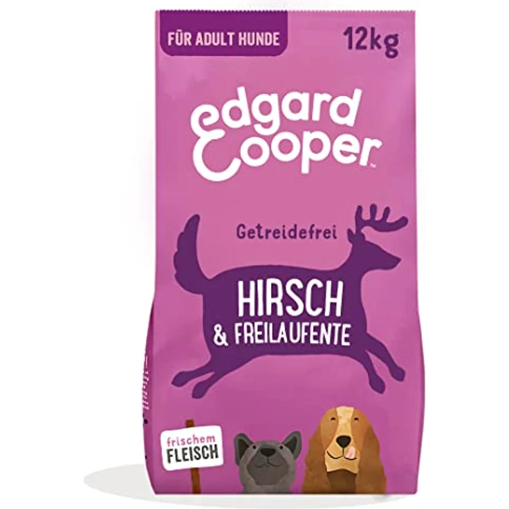 Edgard & Cooper Frischer Hirsch und Freilaufente, getreidefreies Hunde-Trockenfutter, 12kg, für empfindliche Mägen – Bild 1