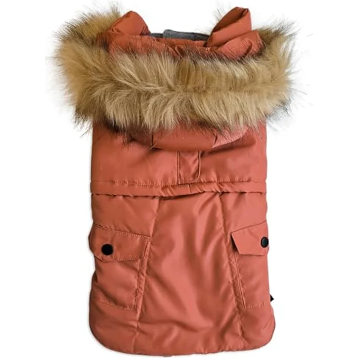 Nobby Hundemantel Semic 36 cm, wind- und wasserabweisend mit abnehmbarer Kapuze, terracotta – Bild 2