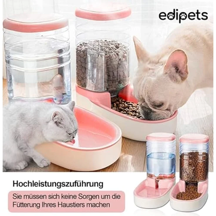 Edipets Automatischer Futterspender für Katzen und Hunde, 3.8L, 2 Einheiten, Rosa, lebensmittelechter Kunststoff, einfach zu reinigen – Bild 5