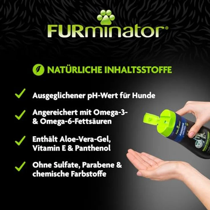 Furminator deShedding Hunde-Conditioner, Premium Conditioner für weiches und glänzendes Fell, 473 ml mit Aloe-Vera-Gel und Omega-3- & Omega-6-Fettsäuren – Bild 4