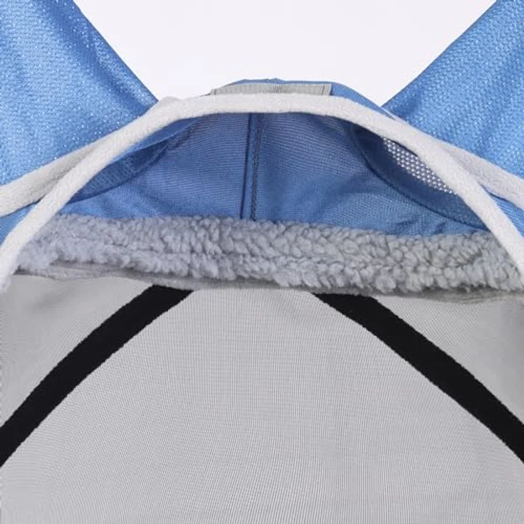 Harrison Howard CareMaster Pro Luminous Pferde Fliegenmaske, UV-Schutz mit Fleece-Polsterung und Ohrenschutz, Marineblau, Größe M – Bild 3