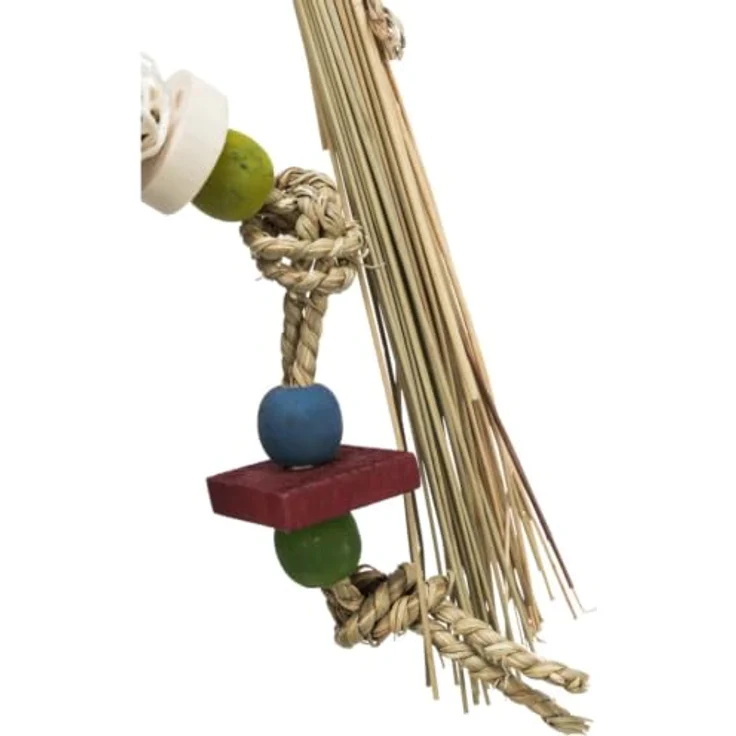 Trixie Toy 56 cm, Vogelspielzeug aus Holz mit Rattan und Gras – Bild 3