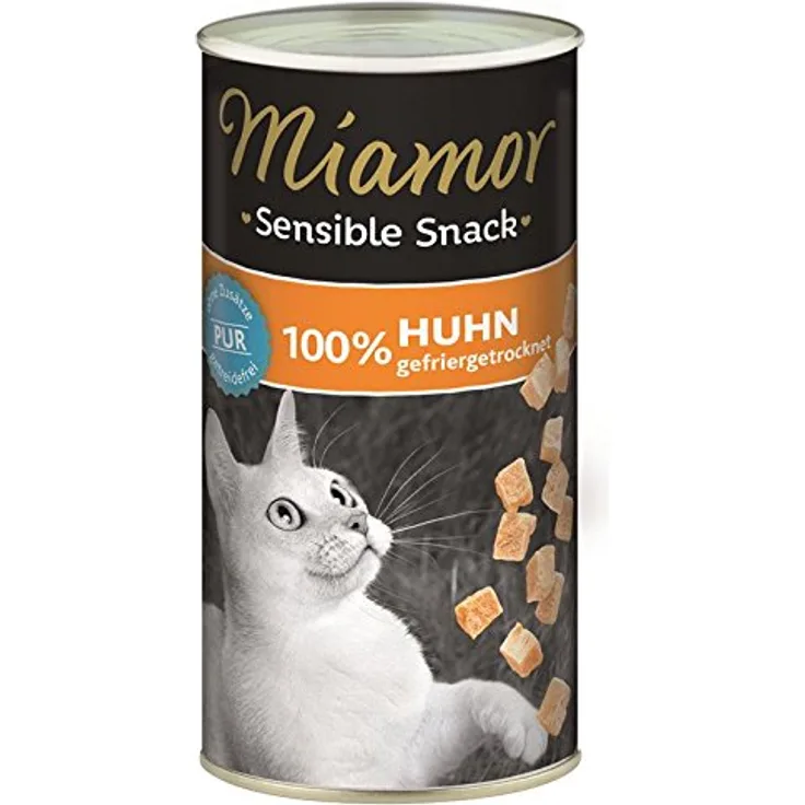 Miamor Sensible Snack Huhn Pur, 100% Hühnerbrustfilet, 12 Packungen à 30 g Katzen-Trockenfutter