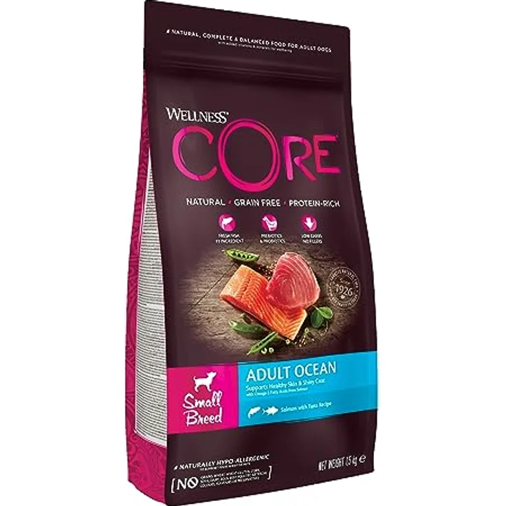 Wellness CORE Small Breed Ocean, Trockenfutter für kleine Hunde, Lachs & Thunfisch, 1,5 kg, getreidefrei, ohne Zuckerzusatz, hoher Fleischanteil – Bild 1