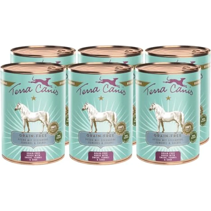 Terra Canis Premium-Nassfutter für Hunde, getreidefrei, mit Pferd, Steckrübe, Fenchel & Salbei, 6x400 g, 100% Lebensmittelqualität – Bild 1