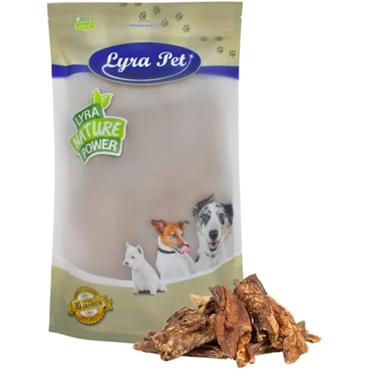 Lyra Pet® Rinderlunge 1 kg, getrockneter fettarmer Hundefutter-Kausnack, proteinreiche Belohnung für Hunde – Bild 1