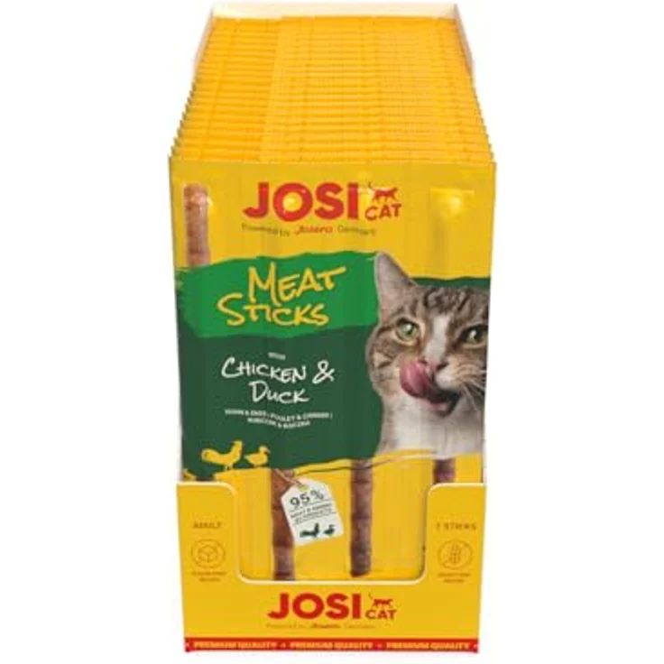 JosiCat Meat Sticks Huhn & Ente, Premium Katzensnack für ausgewachsene Katzen, zuckerfrei & getreidefrei, 20 x 35 g (140 Sticks) – Bild 2