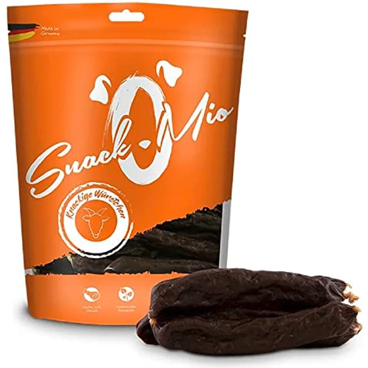 SnackOMio Premium Hundesnack, knackige Ziegenwürstchen, getreidefrei, luftgetrocknet, 175g