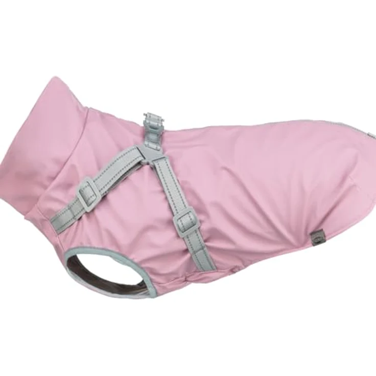 TRIXIE Geschirr-Mantel Pontis Rain, Hundebekleidung aus Polyurethan/Polyester mit reflektierenden Elementen, verstellbaren Beinschlaufen und elastischem Einsatz für bequemen Tragekomfort – Bild 1