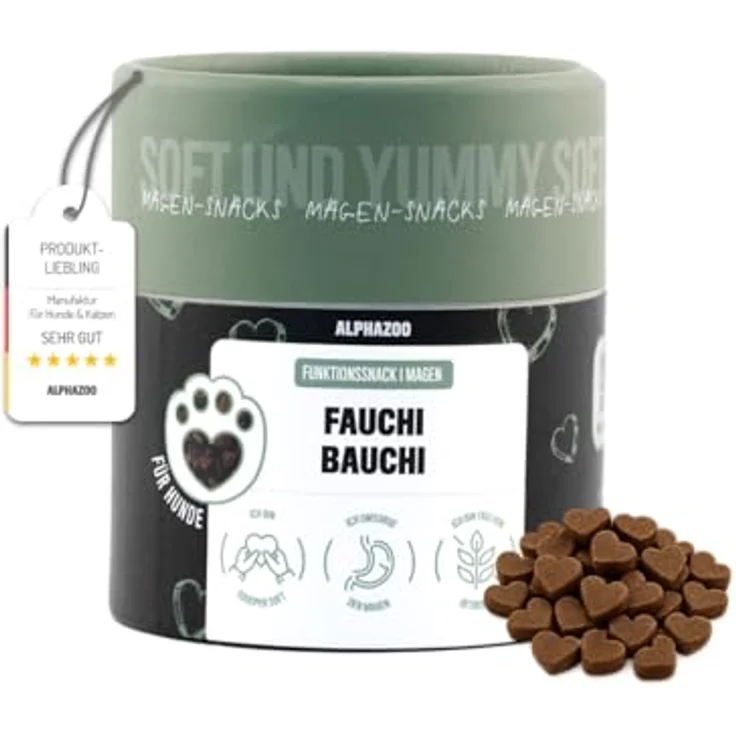 alphazoo Fauchi Bauchi 60g, Weiche Hunde-Leckerli zur Unterstützung von Magen & Darm, für empfindliche Verdauung, bei Durchfall und Blähungen – Bild 1