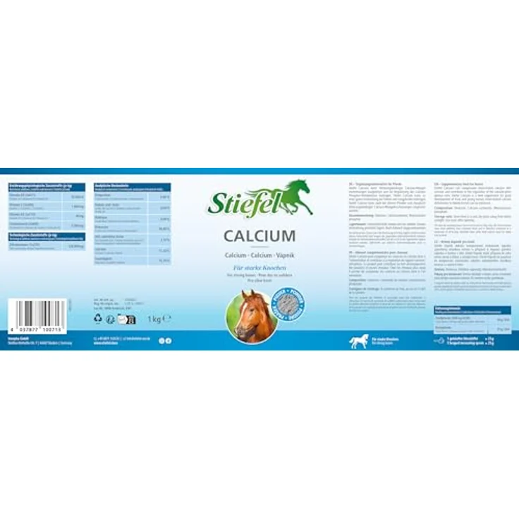 Stiefel Calcium für Pferde, Futterzusatz zur Unterstützung von Knochen und Wachstum, mit Calcium, Vitamin D3, K3 & C, 1kg – Bild 3