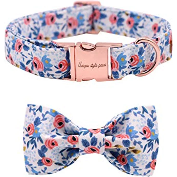 Unique Style Paws Hundehalsband mit verstellbarer Fliege, bequemes Halsband für kleine bis große Hunde und Katzen, Größe XXS-XL, Premium-Baumwolle