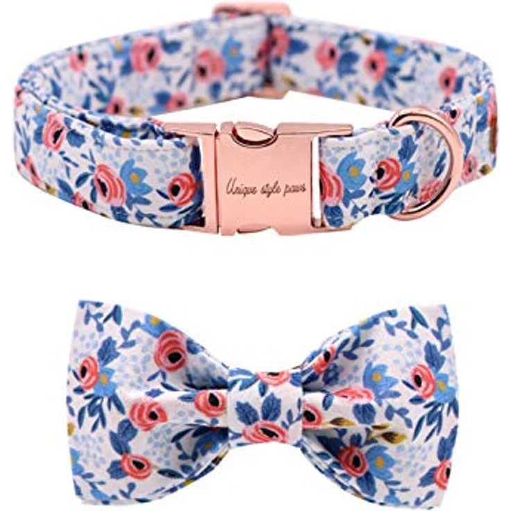 Unique Style Paws Hundehalsband mit verstellbarer Fliege, bequemes Halsband für kleine bis große Hunde und Katzen, Größe XXS-XL, Premium-Baumwolle – Bild 1