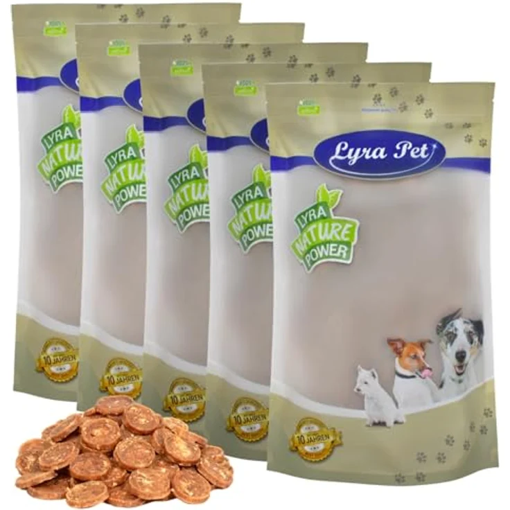 Lyra Pet® Hühnerchips, 5 kg Kauartikel für Hunde, proteinreicher Snack, ideal für Welpen und Senioren, fettarm, wiederverschließbarer Beutel – Bild 1