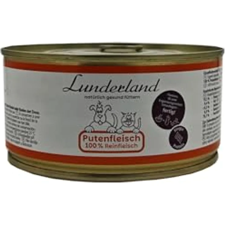 Lunderland Dosenfleisch Putenfleisch, 5 x 300g 100% Putenfleisch, Hundefutter Nassfutter ohne Zusatzstoffe – Bild 2