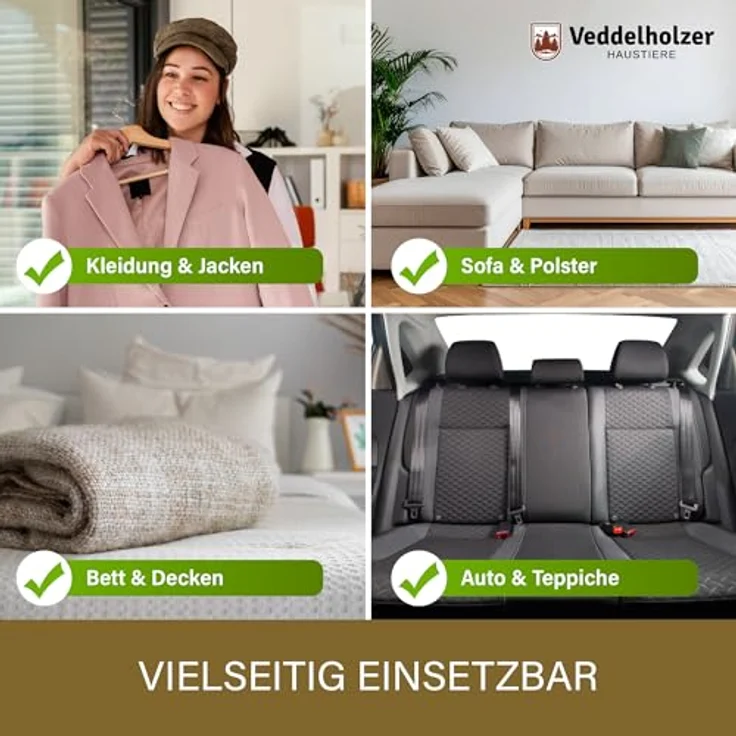 Veddelholzer Tierhaarentferner 2-in-1 Set mit Fusselroller, wiederverwendbar und abwaschbar, effektive Haarentfernung für Möbel, Kleidung und Autositze – Bild 3