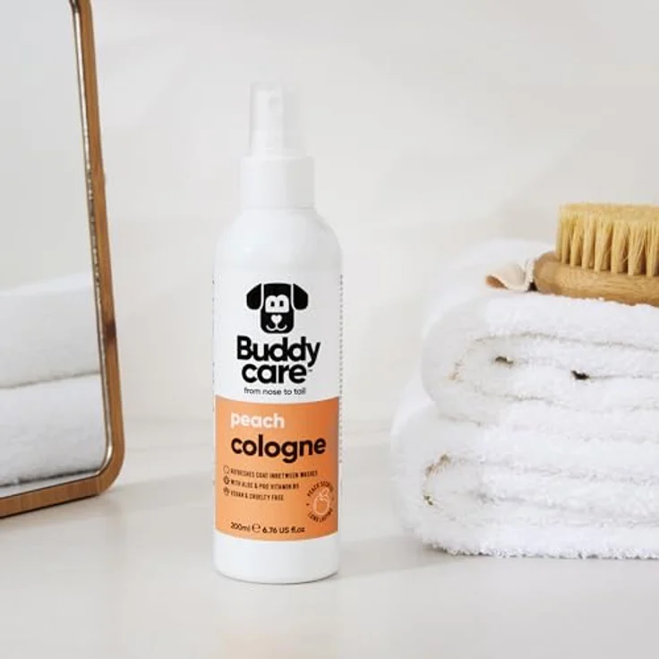 Buddycare Pfirsich-Hundeparfüm, 200 ml, fruchtiger Duft mit Aloe und Pro-Vitamin B5, vegan und tierversuchsfrei – Bild 3