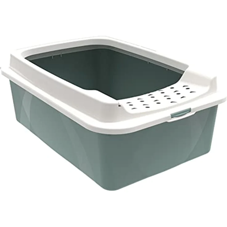 Rotho MyPet Bonnie Katzenklo mit Top-Eingang, Kunststoff (PP recycelt), grün/weiss, M, M (57,2 x 39,3 x 20,9 cm) – Bild 1