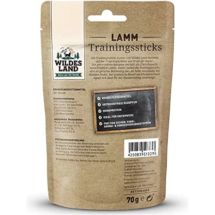 WILDES LAND Leckerlis für Hunde, Lammgeschmack, 70 g, qualitativ hochwertig – Bild 2