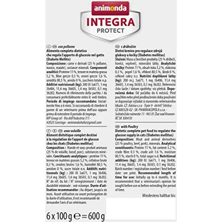 Animonda INTEGRA PROTECT Katzenfutter nass Diabetes Geflügel, Diätalleinfutter für zuckerkranke Katzen, 6 x 100g, ohne Zuckerzusatz, hoher Proteingehalt – Bild 5