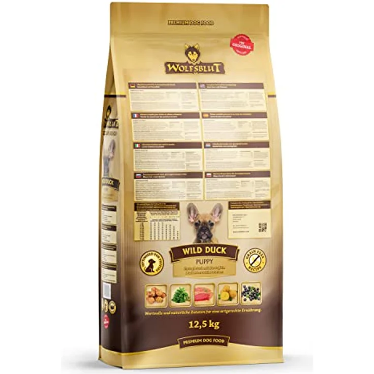 WOLFSBLUT Trockenfutter Hund Junior Wild Duck, getreidefreies Hundefutter mit frischer Ente und Superfoods, 12,5 kg – Bild 2