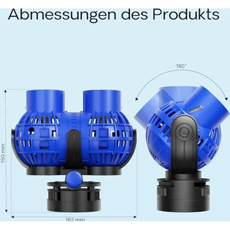 SunSun JVP-232 Strömungspumpe 15000 l/h, 26 W mit 2 schwenkbaren Düsen, Magnethalter und Durchflussregler – Bild 3