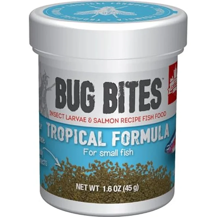 Fluval Bug Bites Tropical Micro Granules Fischfutter, Insektenbasiertes Futter mit schwarzen Soldatenfliegenlarven, komplette tägliche Ernährung, 45g – Bild 1