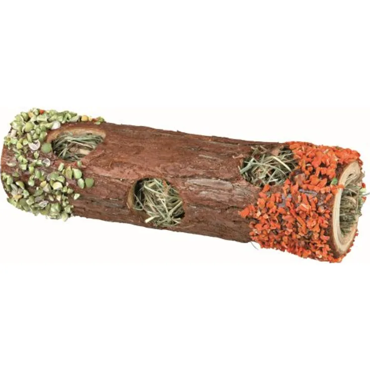 Trixie 60770 Natural Snack Tube Tunnel mit Heufüllung und Hibiskusblüten für kleine Nagetiere und Kaninchen, 20 cm / 25 g