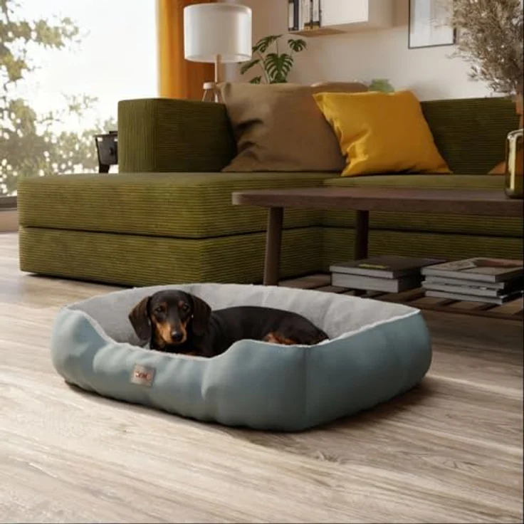 BENNO Hundebett SAMMY, quadratisch 65x50x16 cm, rutschfest, waschbar, Polyester, mit Kauknochen – Bild 2