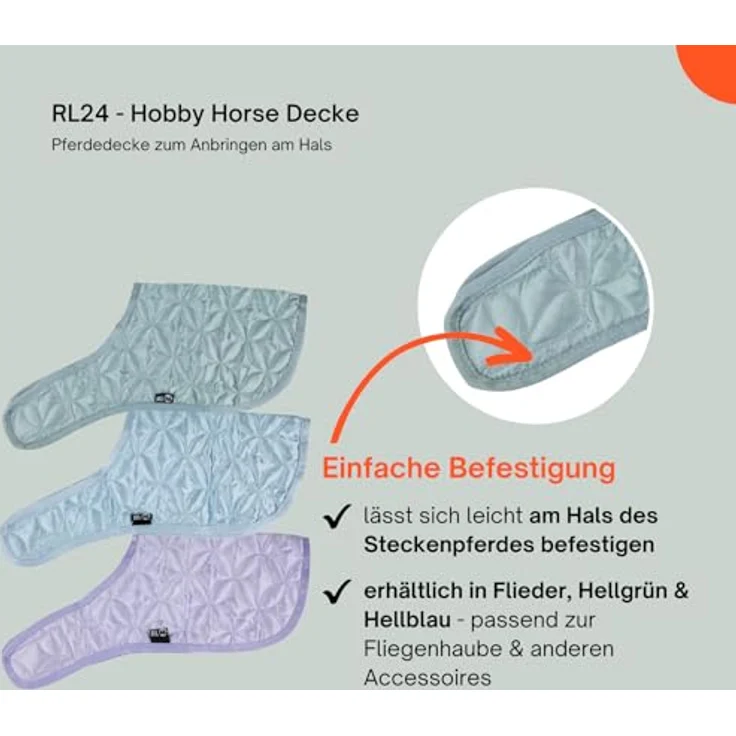 RL24 Hobby Horse Decke, Spielzeug Pferdedecke in Hellgrün, leicht am Hals des Steckenpferdes zu befestigen, Pflegeleicht aus strapazierfähigem Polyester – Bild 5