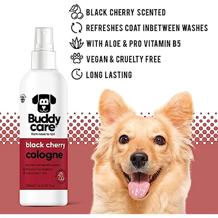 Buddycare Hund-Cologne Schwarzkirsche, fruchtiges Hundeparfüm mit Aloe und Pro-Vitamin B5, 200 ml – Bild 2