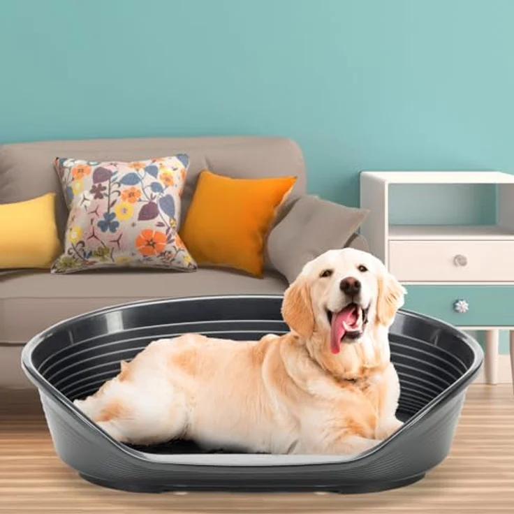 Ferplast Siesta Deluxe Hundebett, Kunststoff-Hundebett Extra Large, waschbar, atmungsaktiv, rutschfest, 100 x 65 x h 33,5 cm, Schwarz – Bild 3