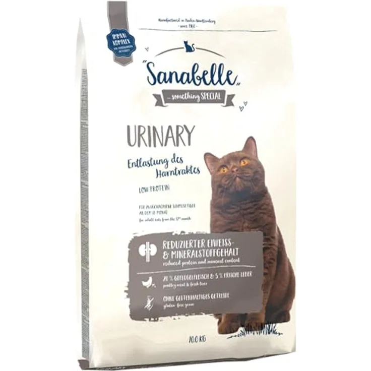 SanaBelle Urinary, Katzentrockenfutter für ausgewachsene Katzen mit empfindlichem Harnsystem, 4 x 2 kg, mit frischem Geflügelfleisch und immunstärkenden Komponenten