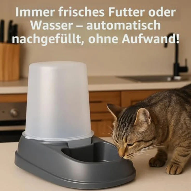 Flamingo Raja Automatischer Futter- und Wasserspender für Hunde und Katzen, 2,5L, grau, mit Antirutsch-Füßen und automatischer Nachfüllfunktion – Bild 2